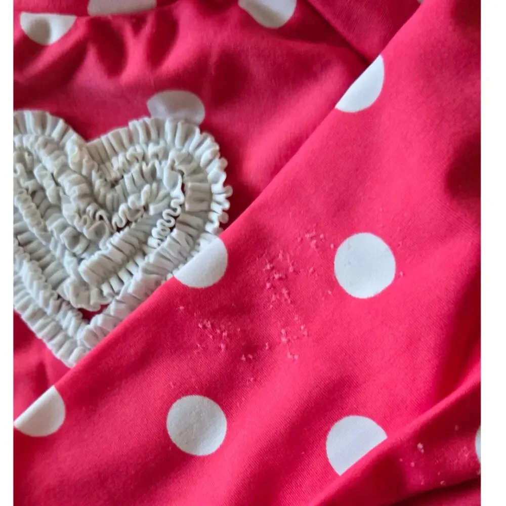 Little Me Pink Polkadot and Stripe Rashguard Bikini sz 6-9.
